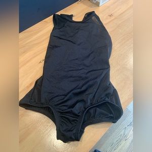 Body wrappers black size 8-10 girls leotard bodysuit sheer back panels